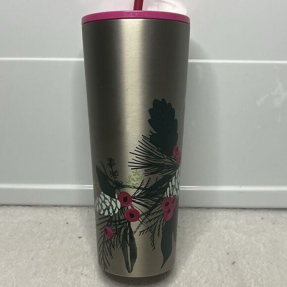 Starbucks Coffee 2021 Holiday Tumbler Stainless Pine Design Venti 24oz New - Picture 4 of 8